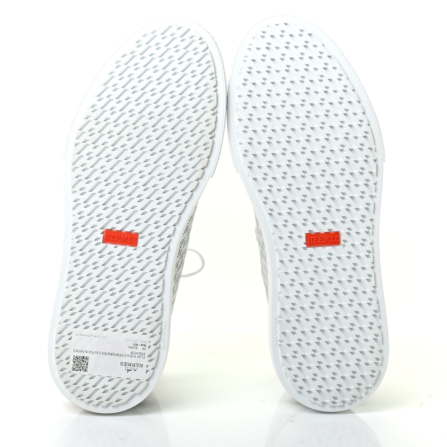 Perforated Calfskin Mens Clap High Top Sneakers 41.5 White
