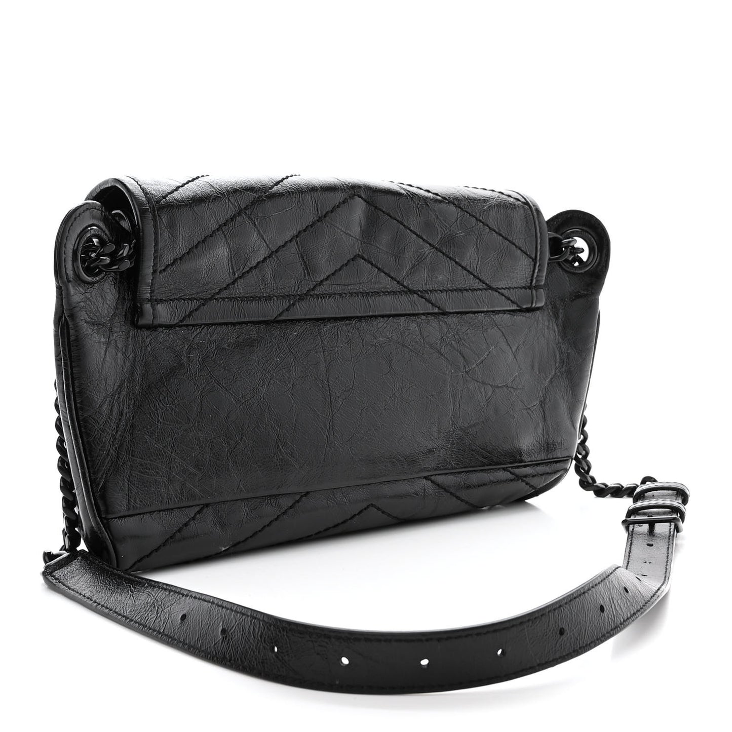 Crinkled Calfskin Matelasse Monogram Niki Body Bag Black