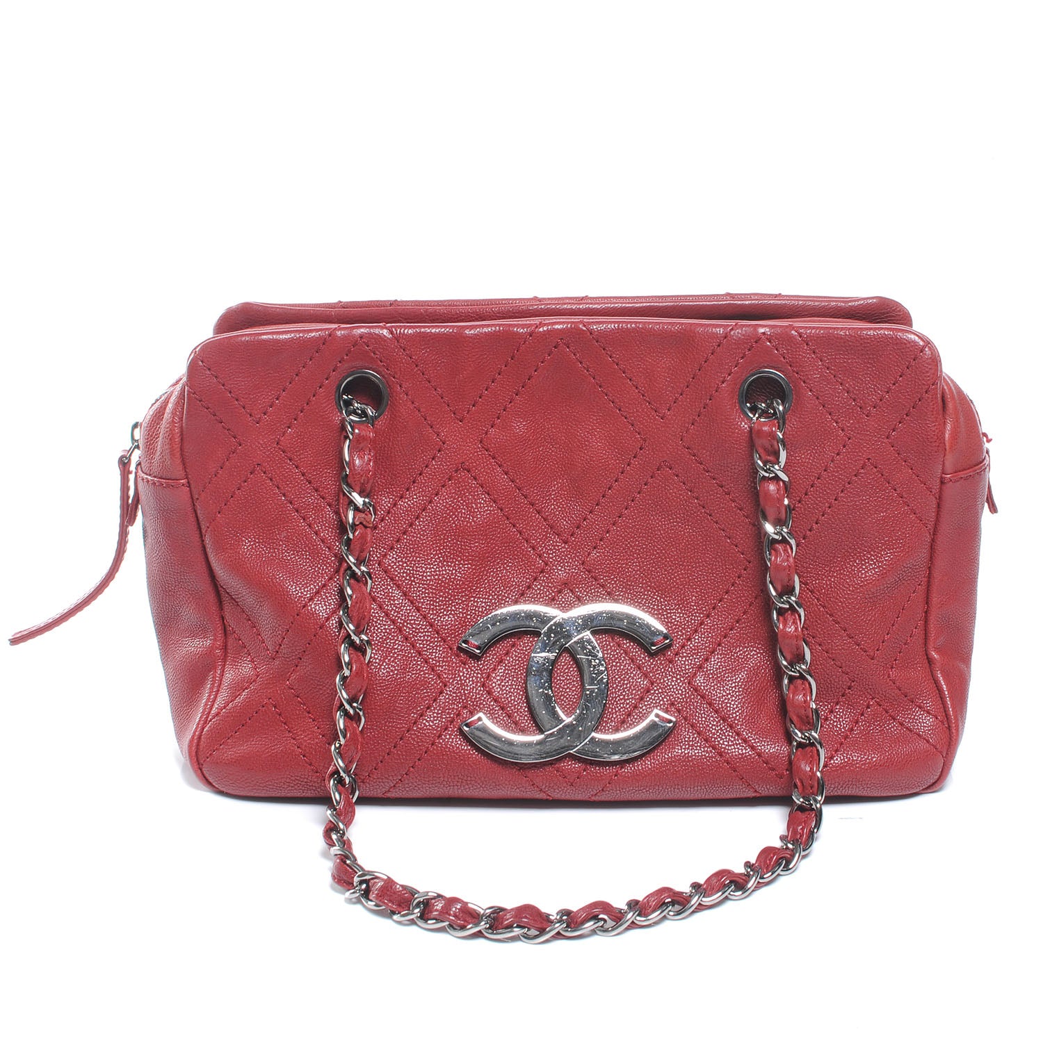 Chanel Caviar Small Diamond Stitch Tote Red 1 of 7