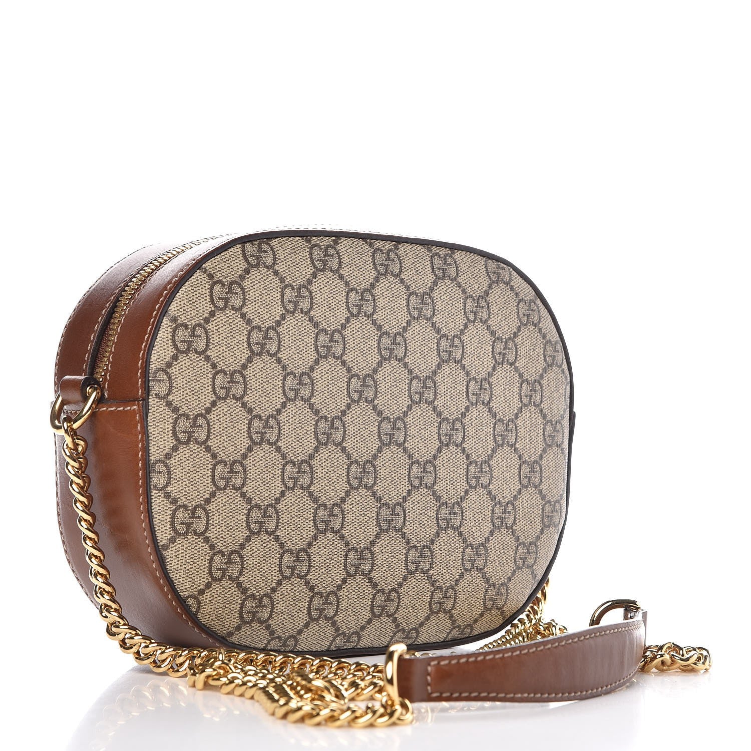 Gucci GG Supreme Monogram Cuoio Toscano Mini Chain Shoulder Bag Beige Ebony Cuir 3 of 7