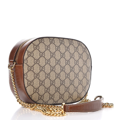 Gucci GG Supreme Monogram Cuoio Toscano Mini Chain Shoulder Bag Beige Ebony Cuir 3 of 7