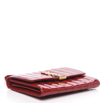 Saint Laurent Patent Calfskin Matelasse Vicky Chain Wallet Rouge Eros 4 of 10