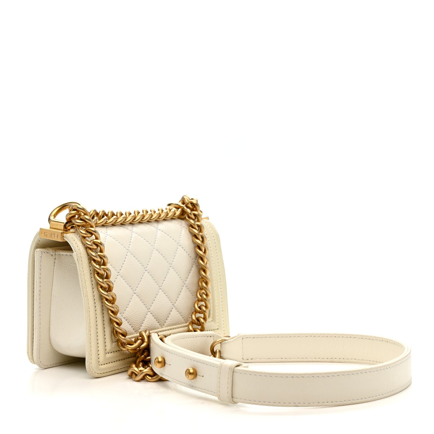 Caviar Quilted Mini Boy Flap White