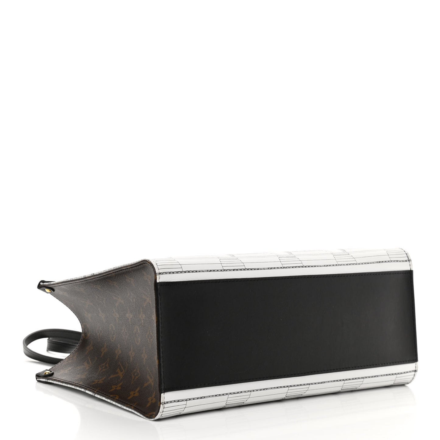 X FORNASETTI Calfskin Architettura Onthego MM Black White