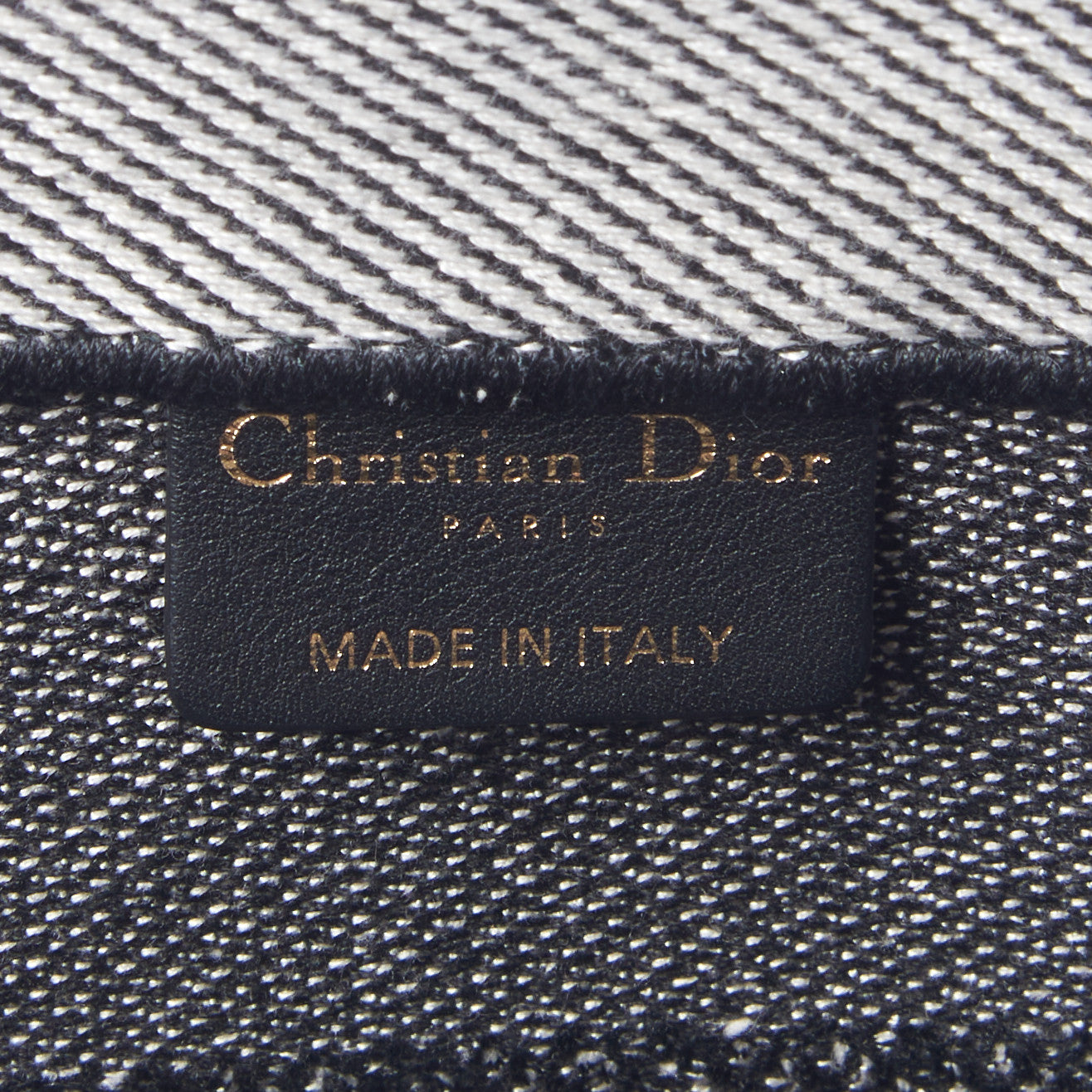 Canvas Embroidered Medium Checkered Book Tote Black White