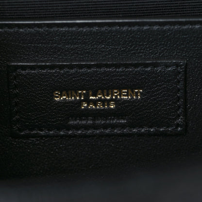 Saint Laurent Grain De Poudre Textured Mixed Matelasse Triquilt Medium Monogram Satchel Black 6 of 6