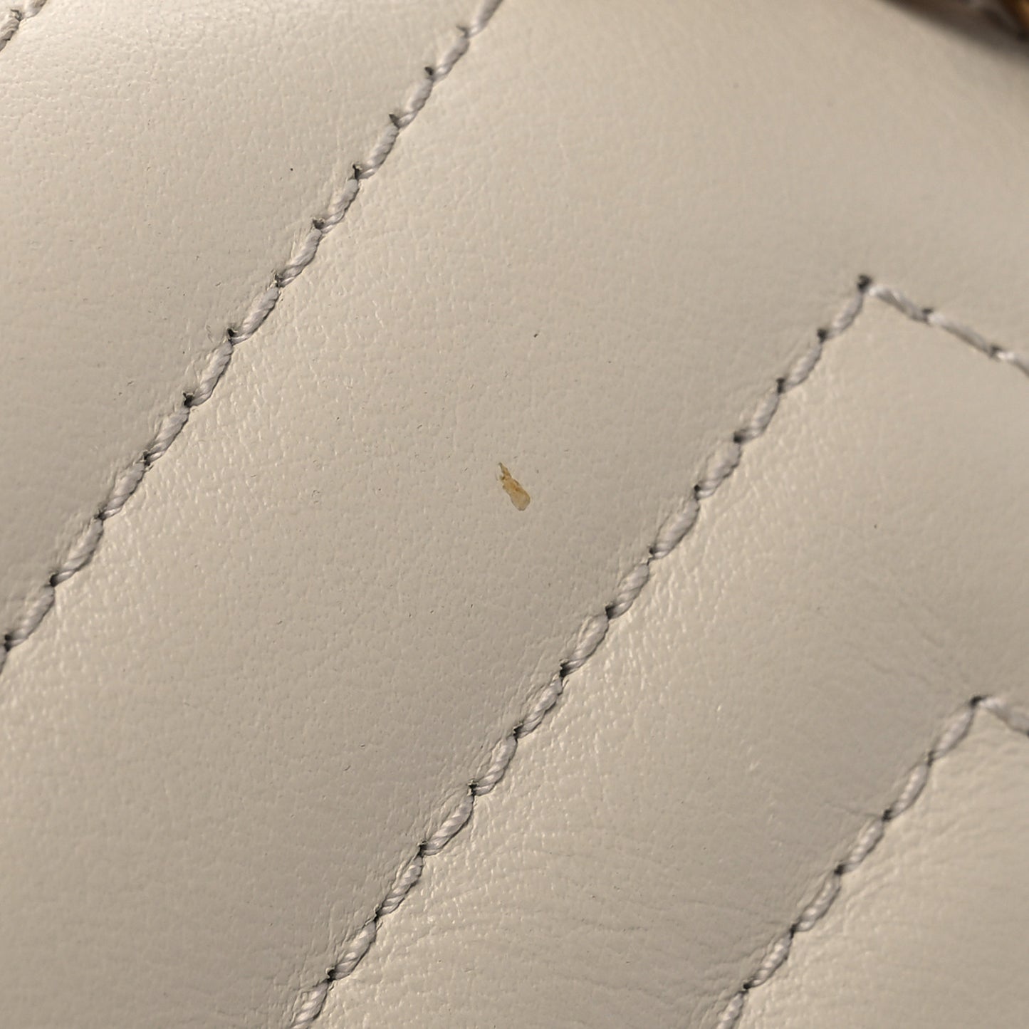 Calfskin Matelasse Small GG Marmont Shoulder Bag White