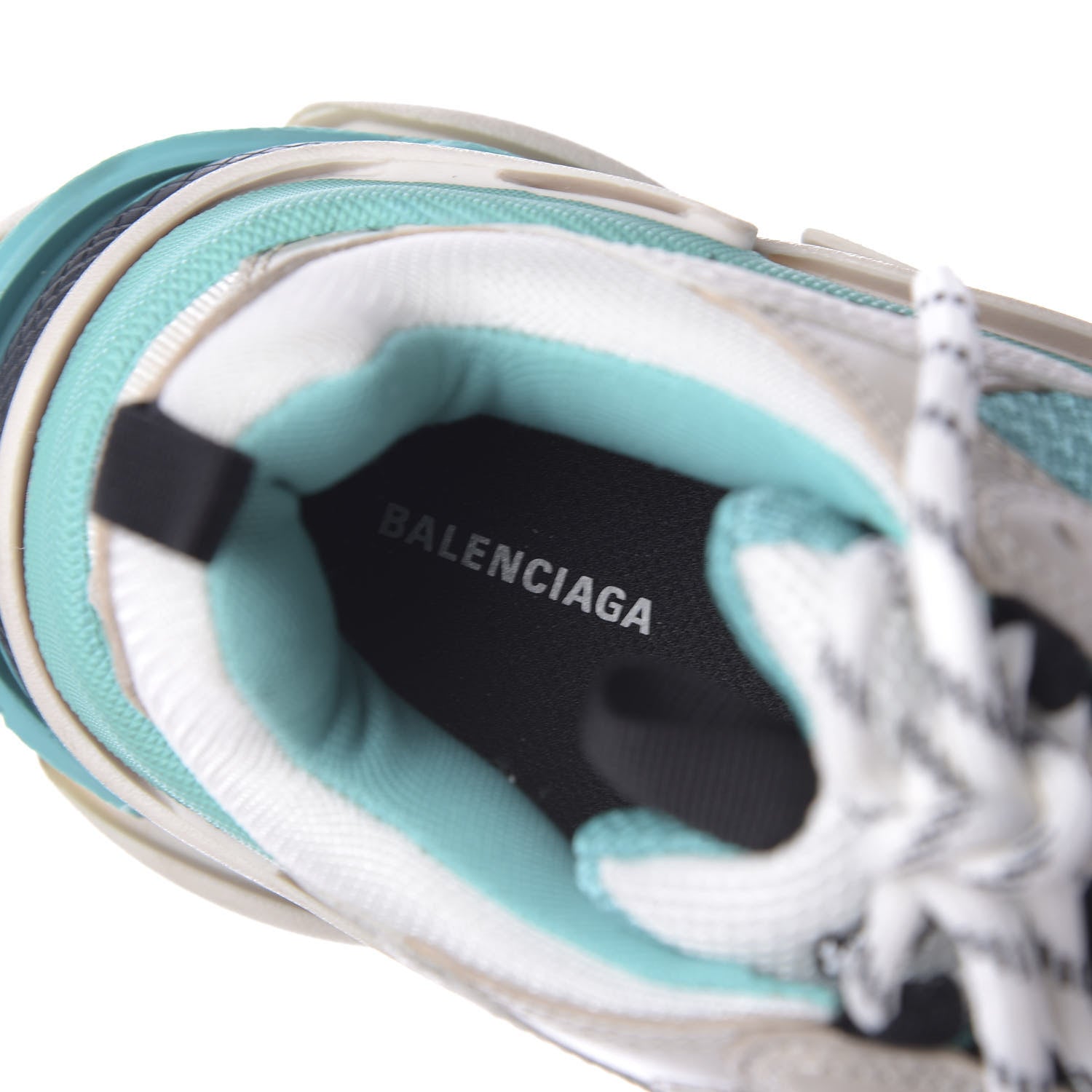 Balenciaga Fabric Mesh Womens Triple S Sneakers 38 White Green Grye 8 of 10
