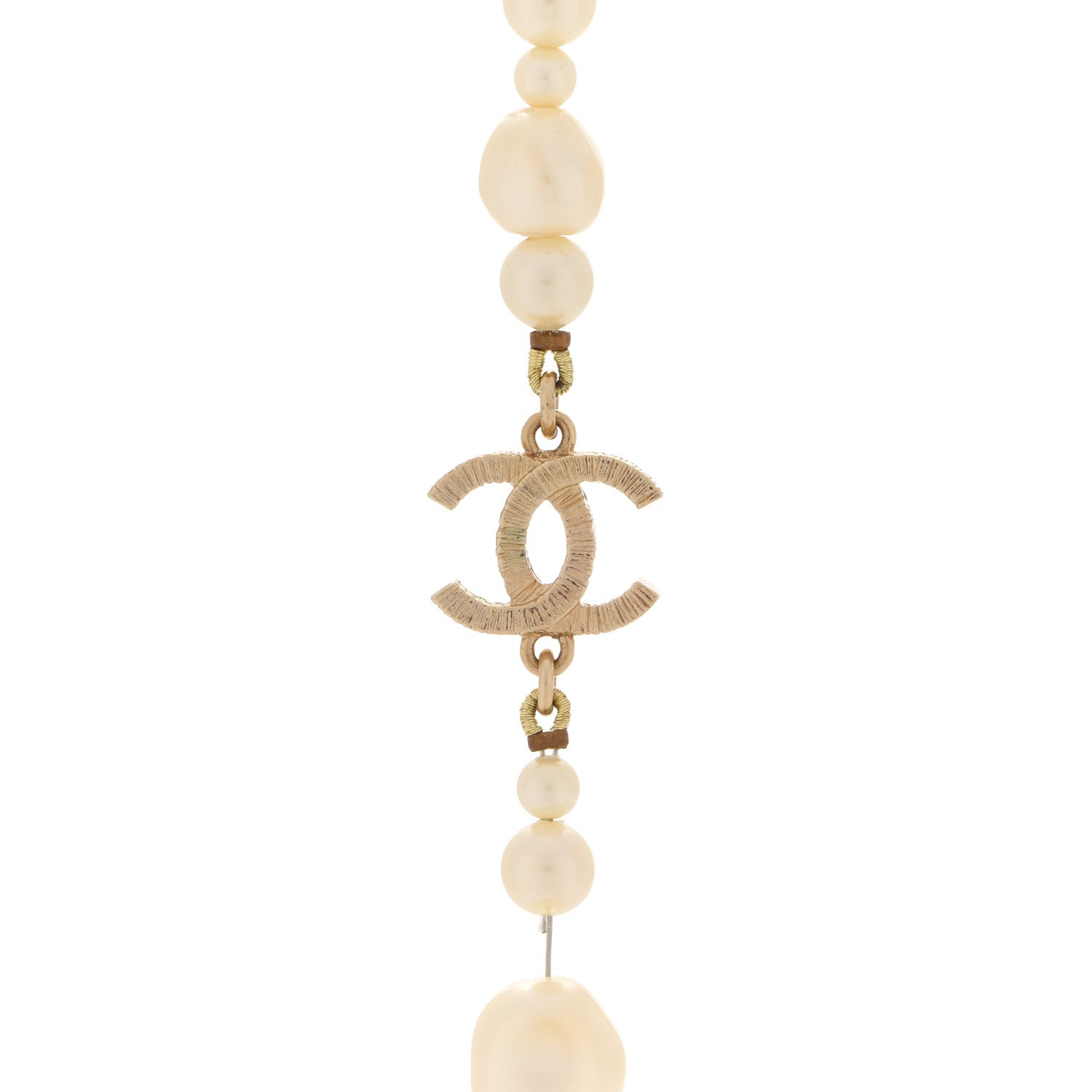 Chanel Pearl CC Long Necklace Light Gold 4 of 5