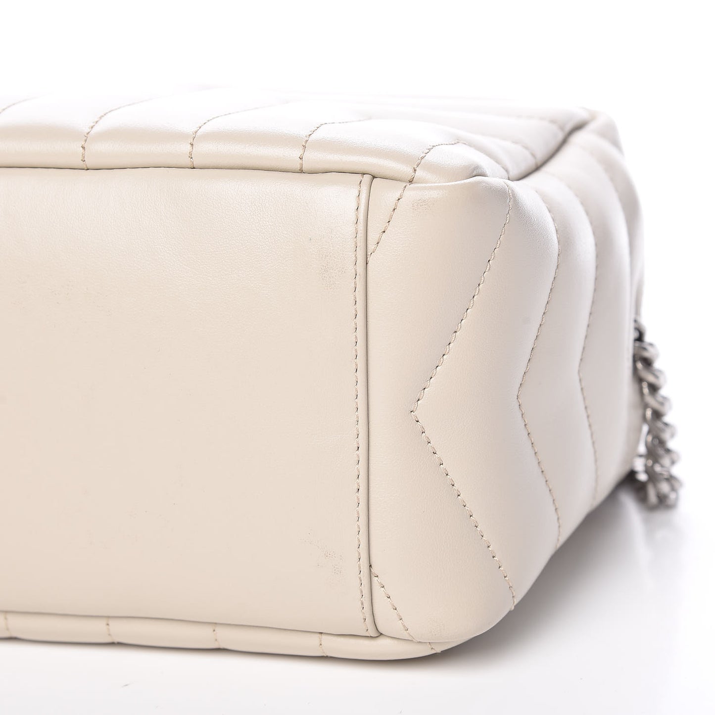 Calfskin Y Quilted Monogram Small Loulou Bowling Bag Ivory