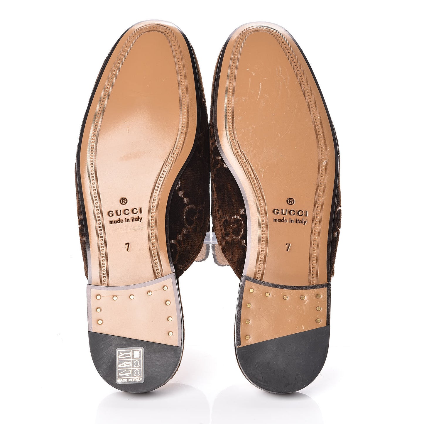 Velvet GG Monogram Mens Princetown Slippers 7 Brown