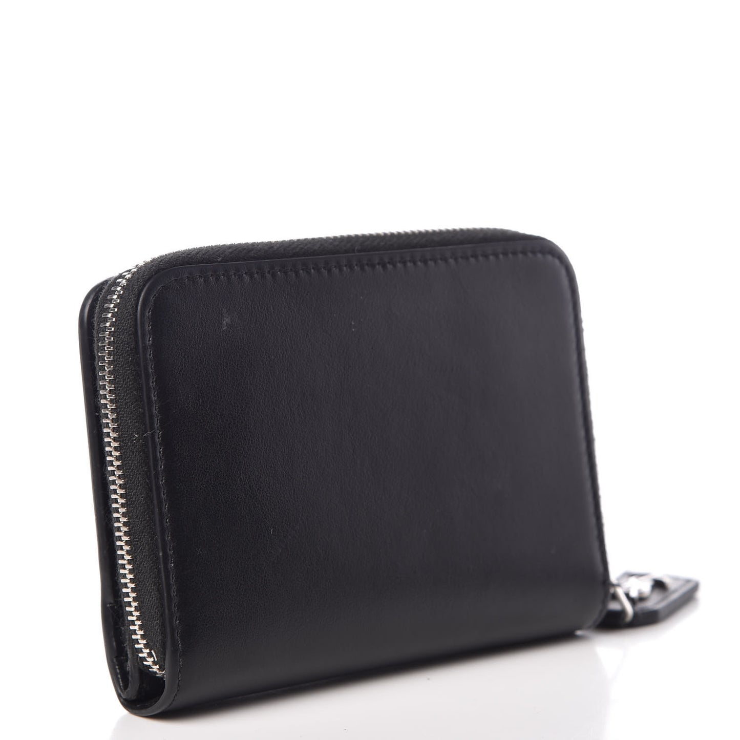 Calfskin Love Patchwork Compact Zip Around Wallet Black