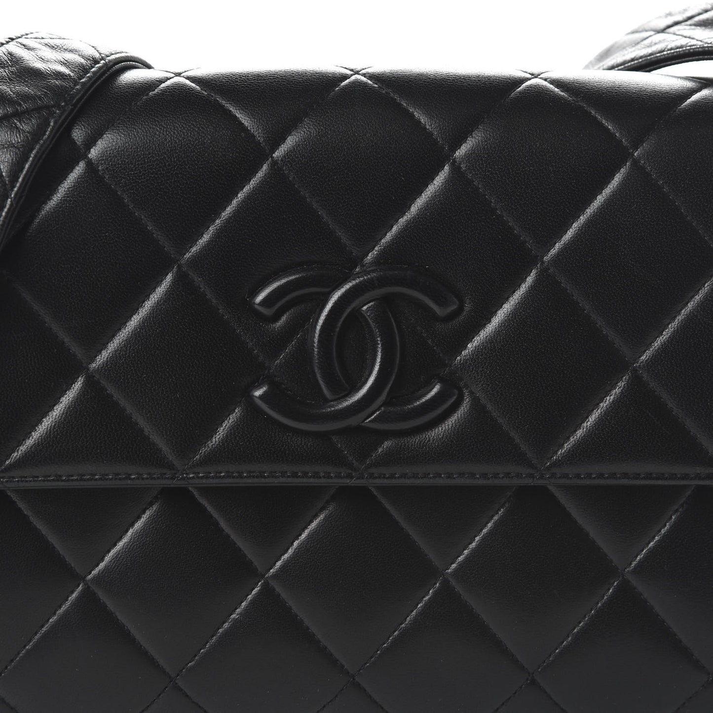 Lambskin Quilted CC Flap Shoulder Bag Black