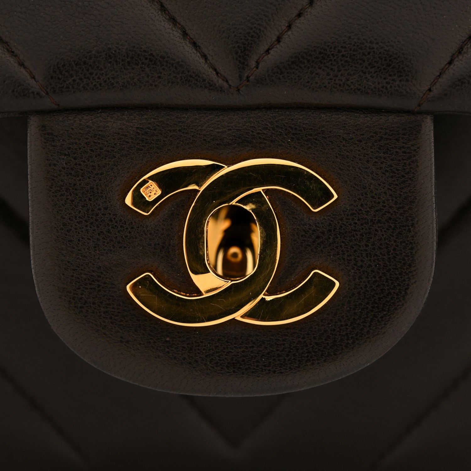 Chanel Lambskin Chevron Quilted Medium Double Flap Dark Brown 12 of 12