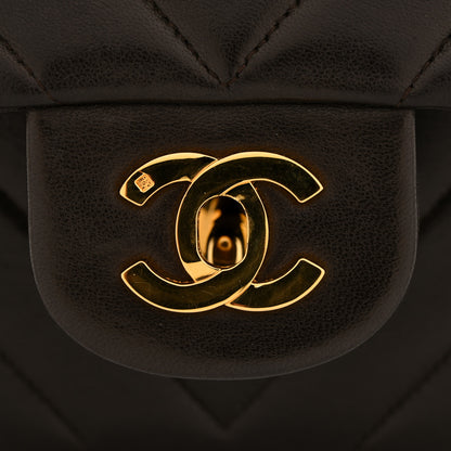 Chanel Lambskin Chevron Quilted Medium Double Flap Dark Brown 12 of 12
