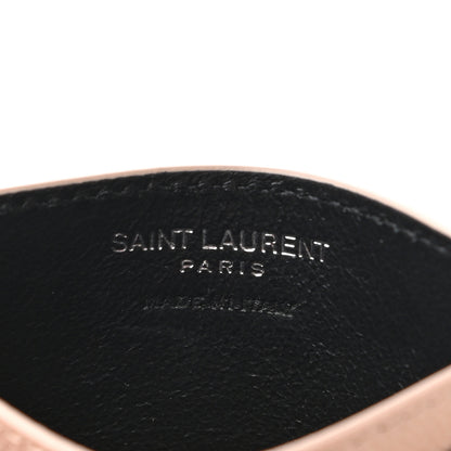 Saint Laurent Grain De Poudre Matelasse Chevron Monogram Credit Card Case Marble Pink 6 of 7