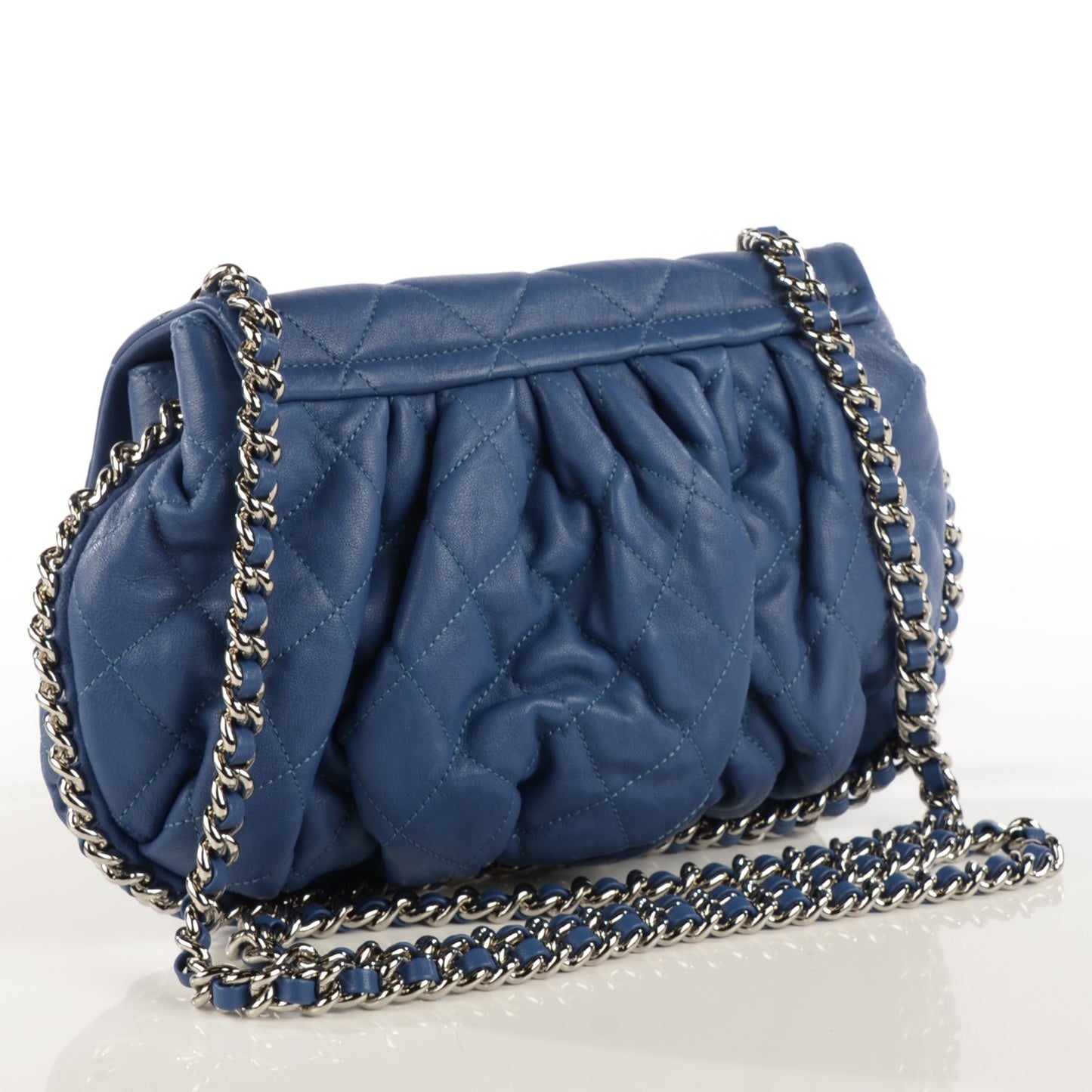 Washed Lambskin Medium Chain Around Messenger Blue
