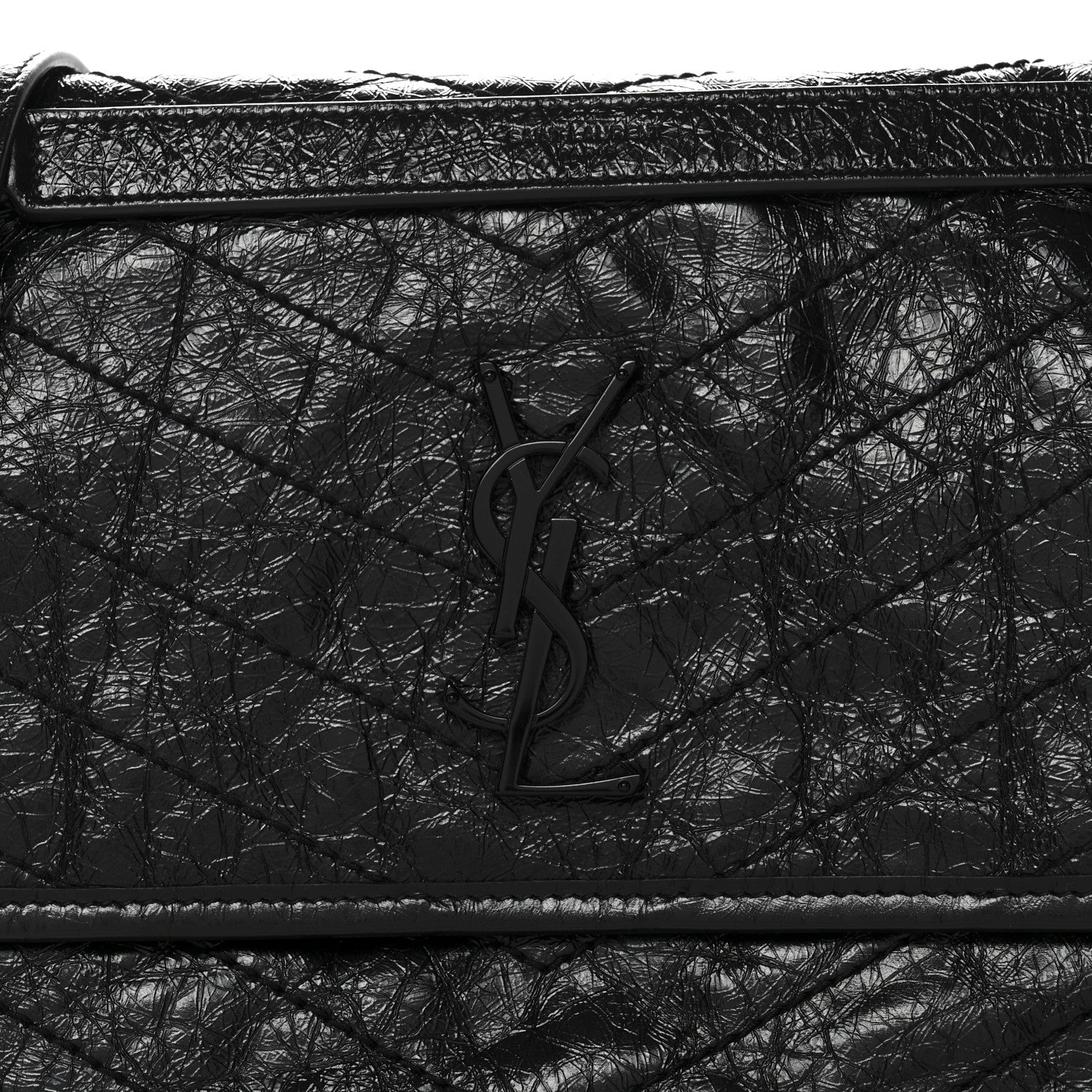 Saint Laurent Crinkled Calfskin Matelasse Monogram Medium Niki Chain Satchel Black 8 of 10