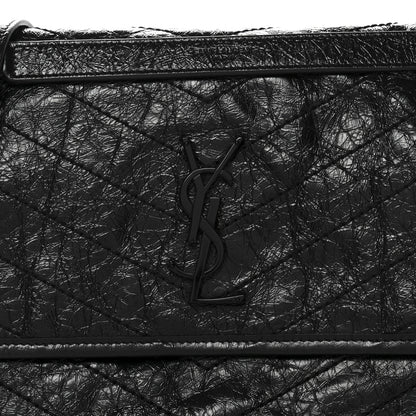 Saint Laurent Crinkled Calfskin Matelasse Monogram Medium Niki Chain Satchel Black 8 of 10