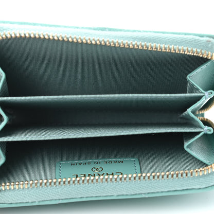 Chanel Lambskin Quilted 19 Zip Around Coin Purse Wallet Light Green 4 of 4