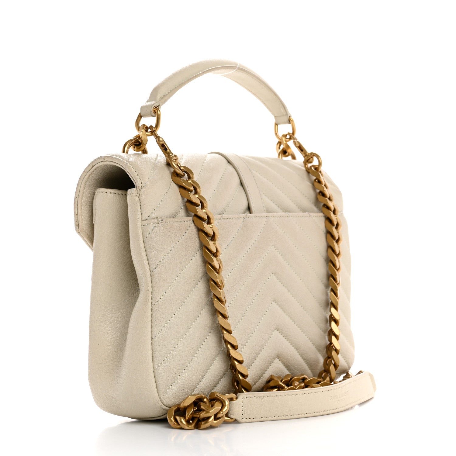 Saint Laurent Sheepskin Matelasse Chevron Monogram Medium College Bag Crema Soft 3 of 19