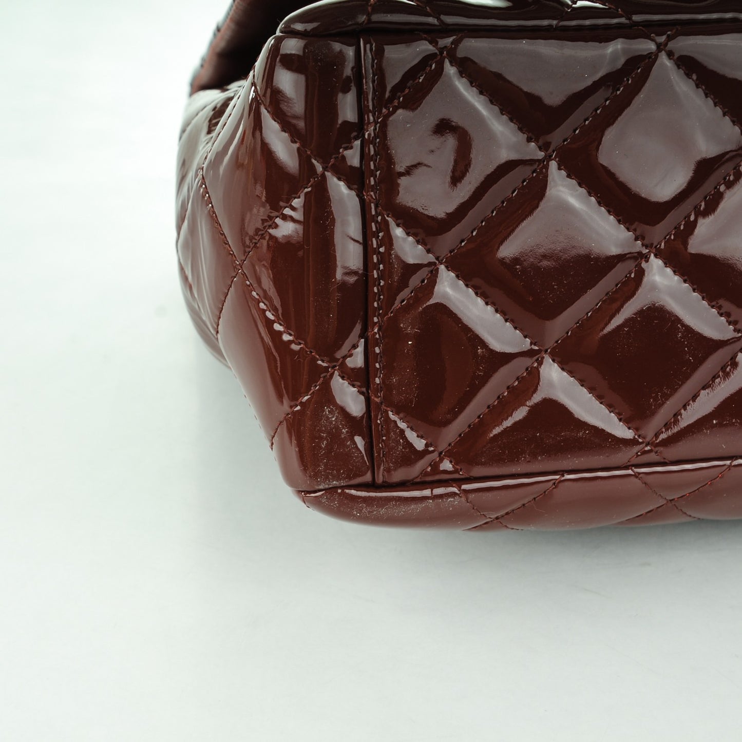 Patent Quilted Maxi Single Flap Dark Red