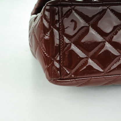 Chanel Patent Quilted Maxi Single Flap Dark Red 6 of 12