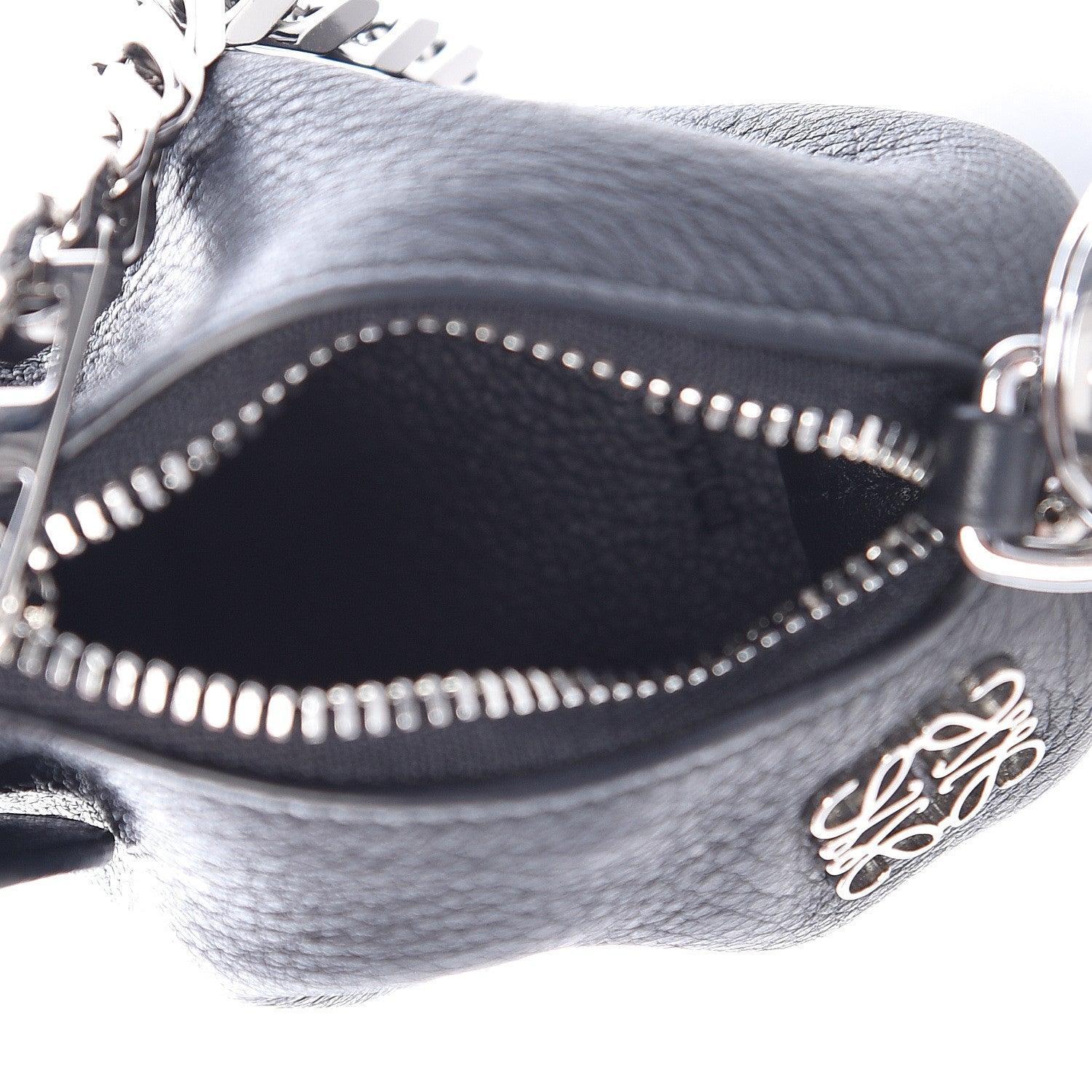 Loewe Calfskin Mini Punk Elephant Coin Purse Bag Charm Black