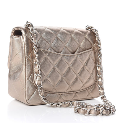 Chanel Metallic Lambskin Quilted Mini Square Flap Light Gold 3 of 10