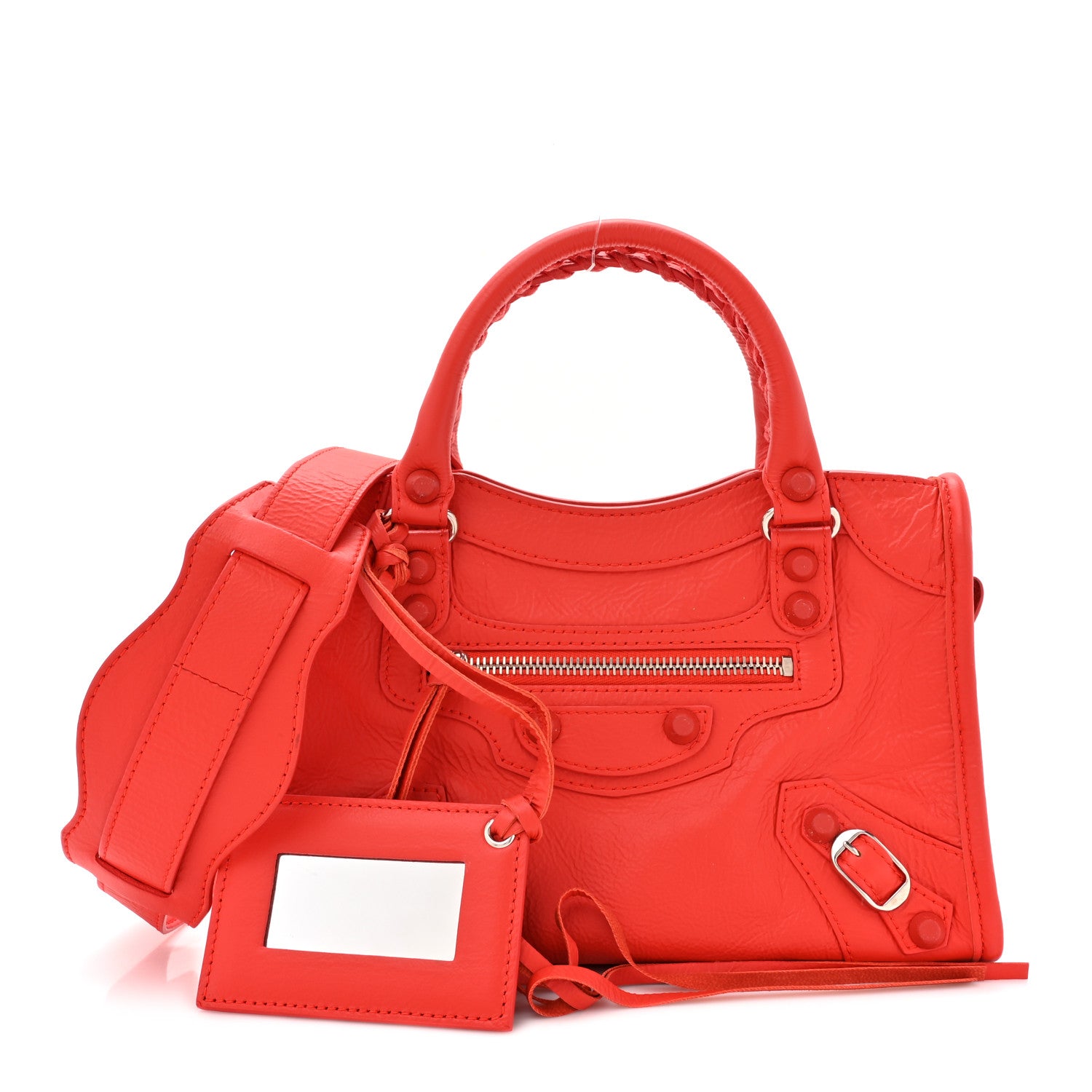 Balenciaga Matte Goatskin Rubber Covered Classic Hardware Mini City Rouge Coquelicot Rouge Braise 1 of 12