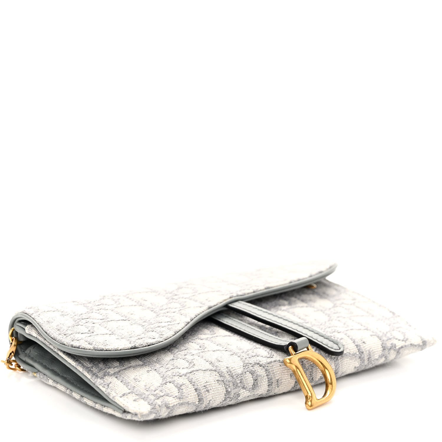 Christian Dior Oblique Saddle Chain Long Wallet Grey 5 of 12