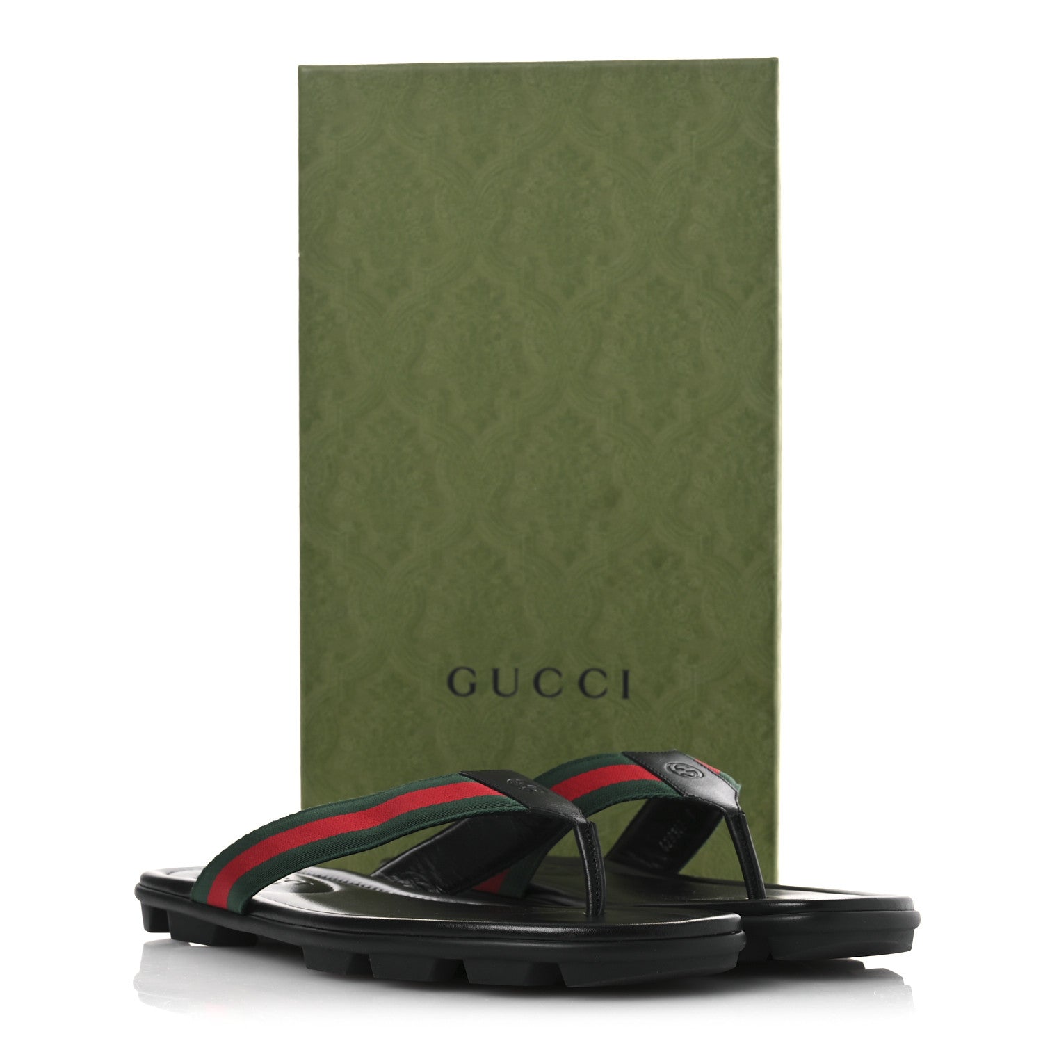 Gucci Nylon Calfskin Web Mens Cleat Sole Thong Sandals 8 Black Red Blue 14 of 14