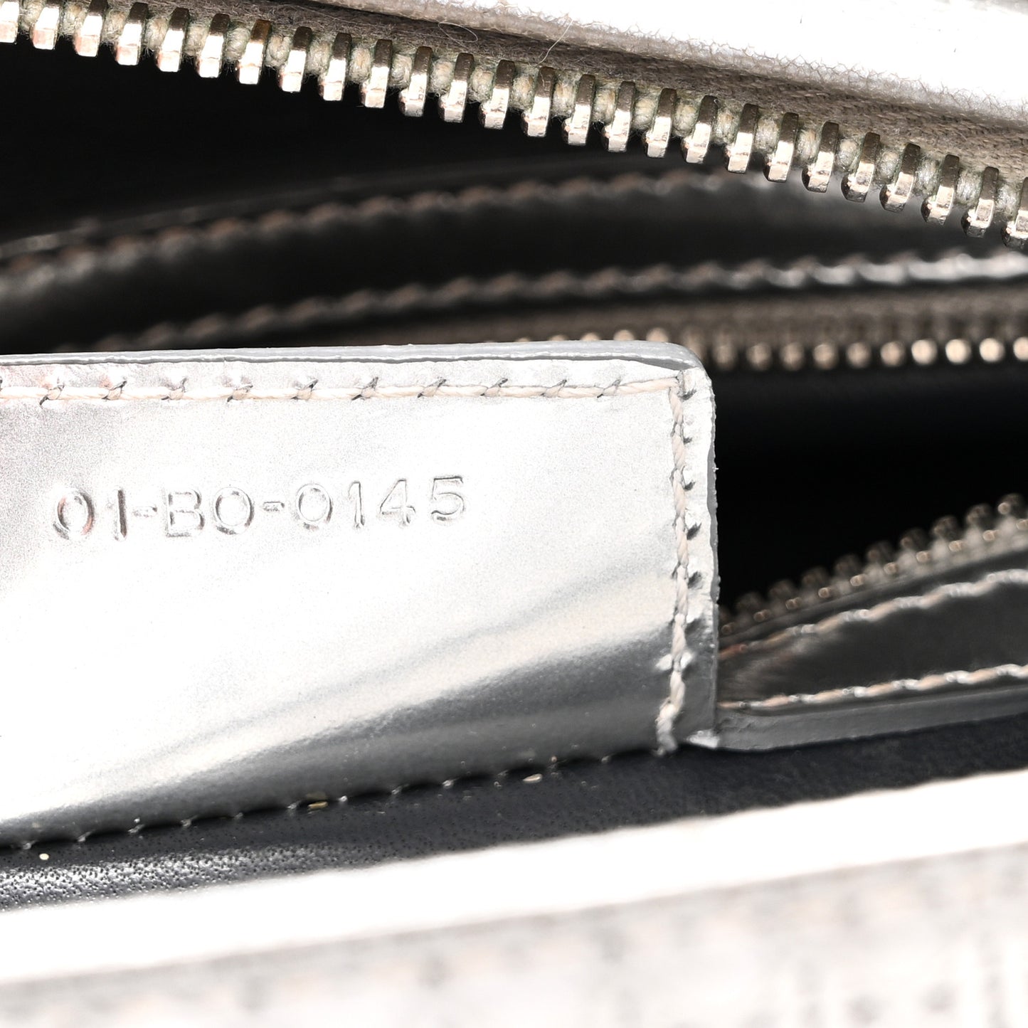 Metallic Patent Micro-Cannage Medium Lady Dior Silver