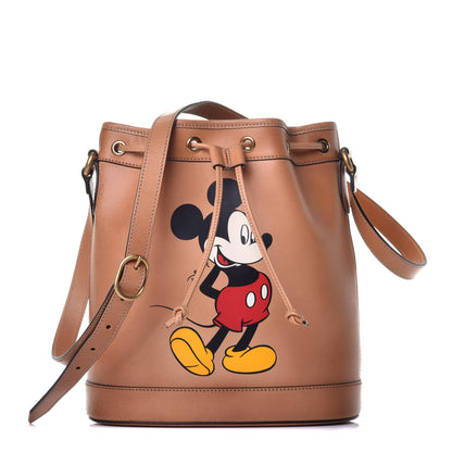 Gucci X DISNEY Calfskin Mickey Mouse Printed Bucket Bag Brown 1 of 9