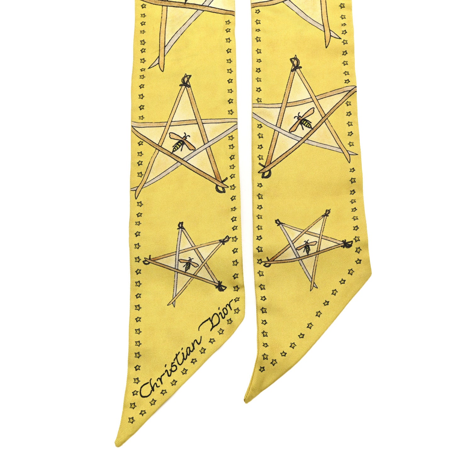 Christian Dior Silk Motherpeace Tarot "Swords" Mitzah Scarf Yellow 3 of 3