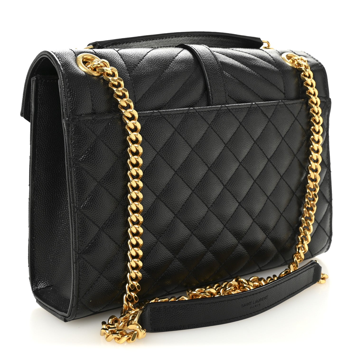 Saint Laurent Grain De Poudre Textured Mixed Matelasse Triquilt Medium Monogram Satchel Black 3 of 10