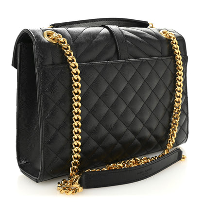 Saint Laurent Grain De Poudre Textured Mixed Matelasse Triquilt Medium Monogram Satchel Black 3 of 10