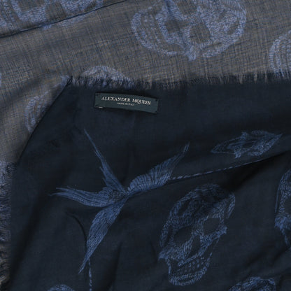 Alexander McQueen Silk Modal Skull Scarf Blue 3 of 3