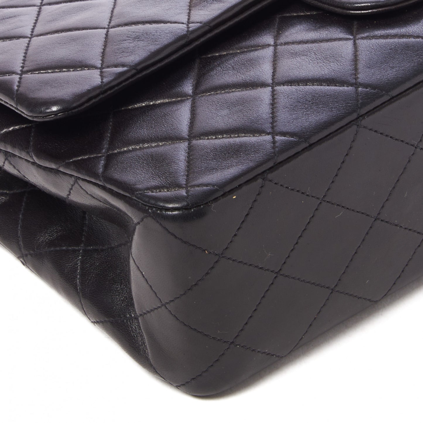 Lambskin Quilted Medium Double Flap Black