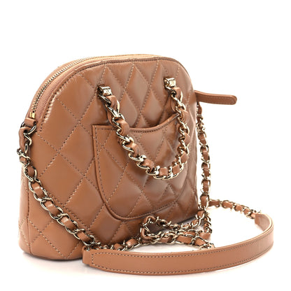 Chanel Shiny Lambskin Quilted Shiny Coco Clutch With Chain Dark Beige 3 of 11