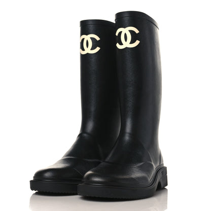 Chanel Caoutchouk CC High Boots 37 Black 2 of 9