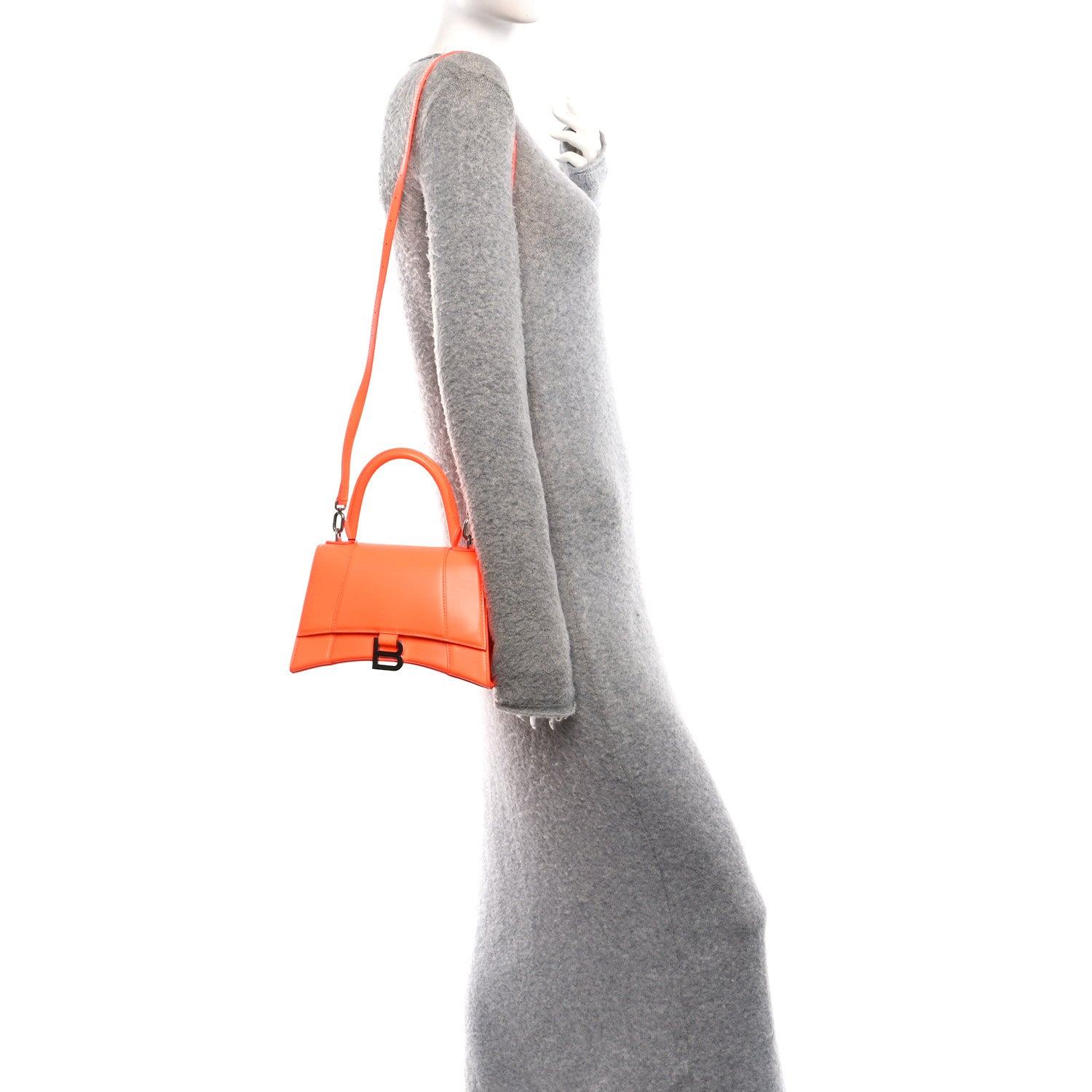 Balenciaga Shiny Box Calfskin Small Hourglass Top Handle Bag Fluo Orange 2 of 11