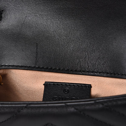 Gucci Calfskin Matelasse Super Mini GG Marmont Shoulder Bag Black 7 of 13