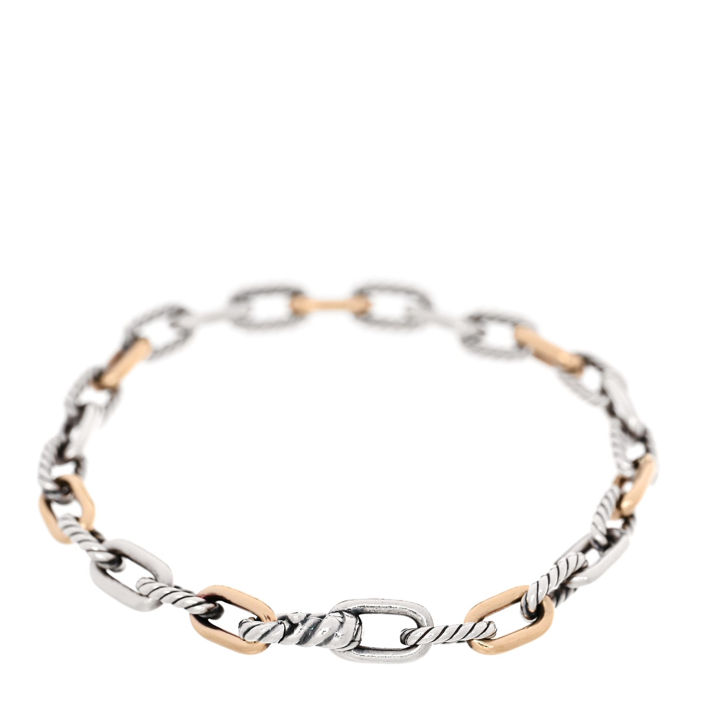 Sterling Silver 18K Yellow Gold 5.5mm DY Madison Link Chain Bracelet