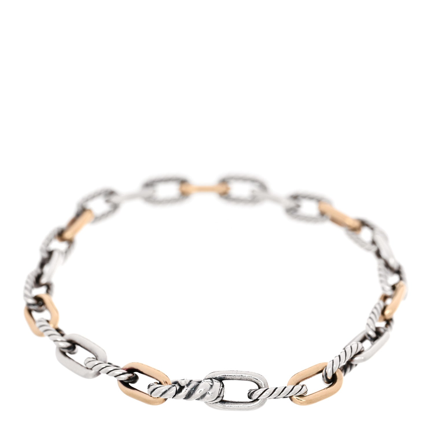 David Yurman Sterling Silver 18K Yellow Gold 5.5mm DY Madison Link Chain Bracelet 2 of 4