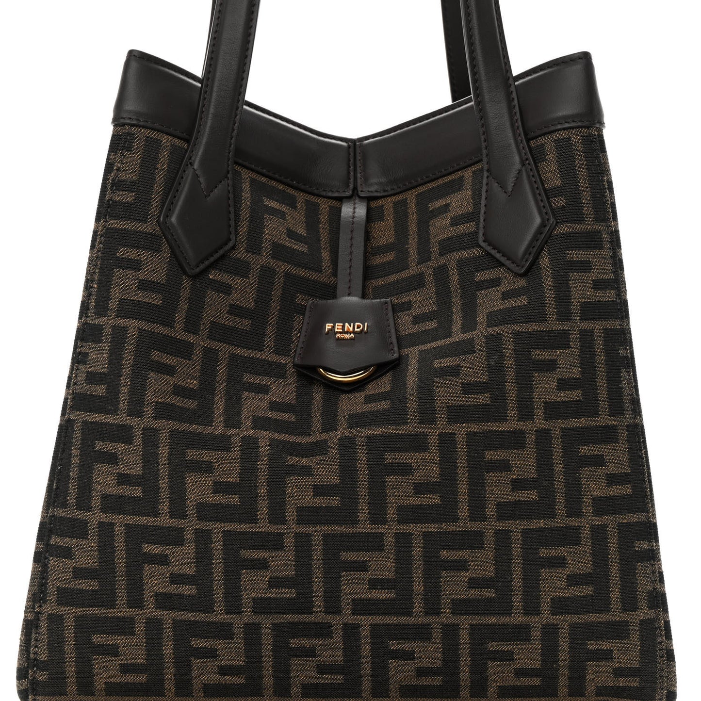 Fabric Jacquard Vitello Grace FF 1974 Medium Fendi Origami Tobacco Moro Ebano