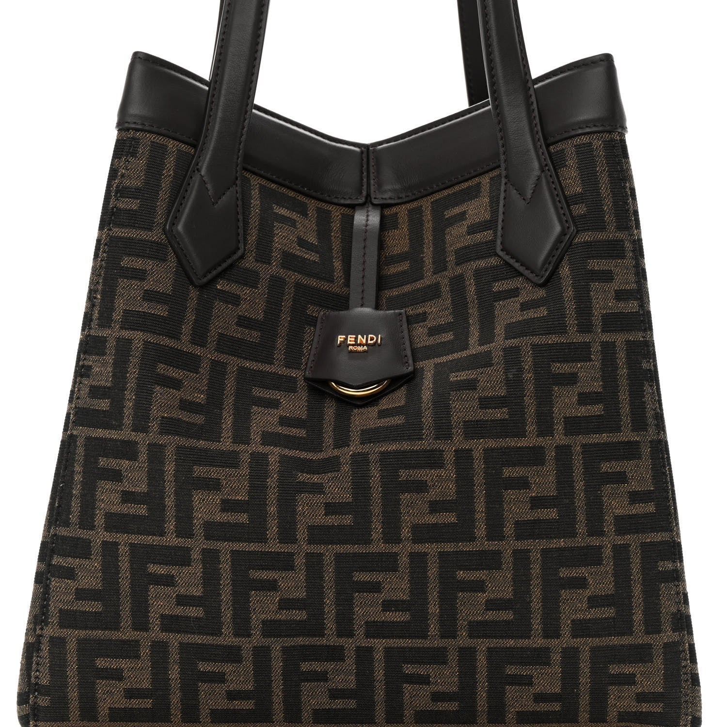 Fendi Fabric Jacquard Vitello Grace FF 1974 Medium Fendi Origami Tobacco Moro Ebano 8 of 14