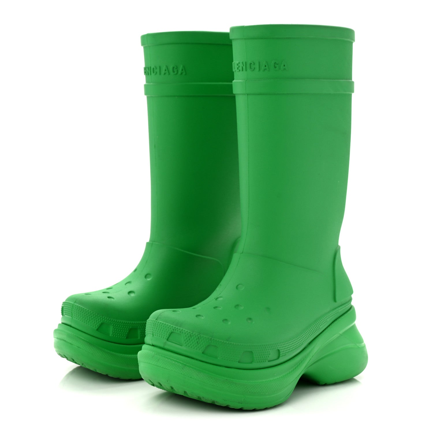 Balenciaga X CROCS Rubber Womens Rain Boots 36 Grass Green 3 of 10