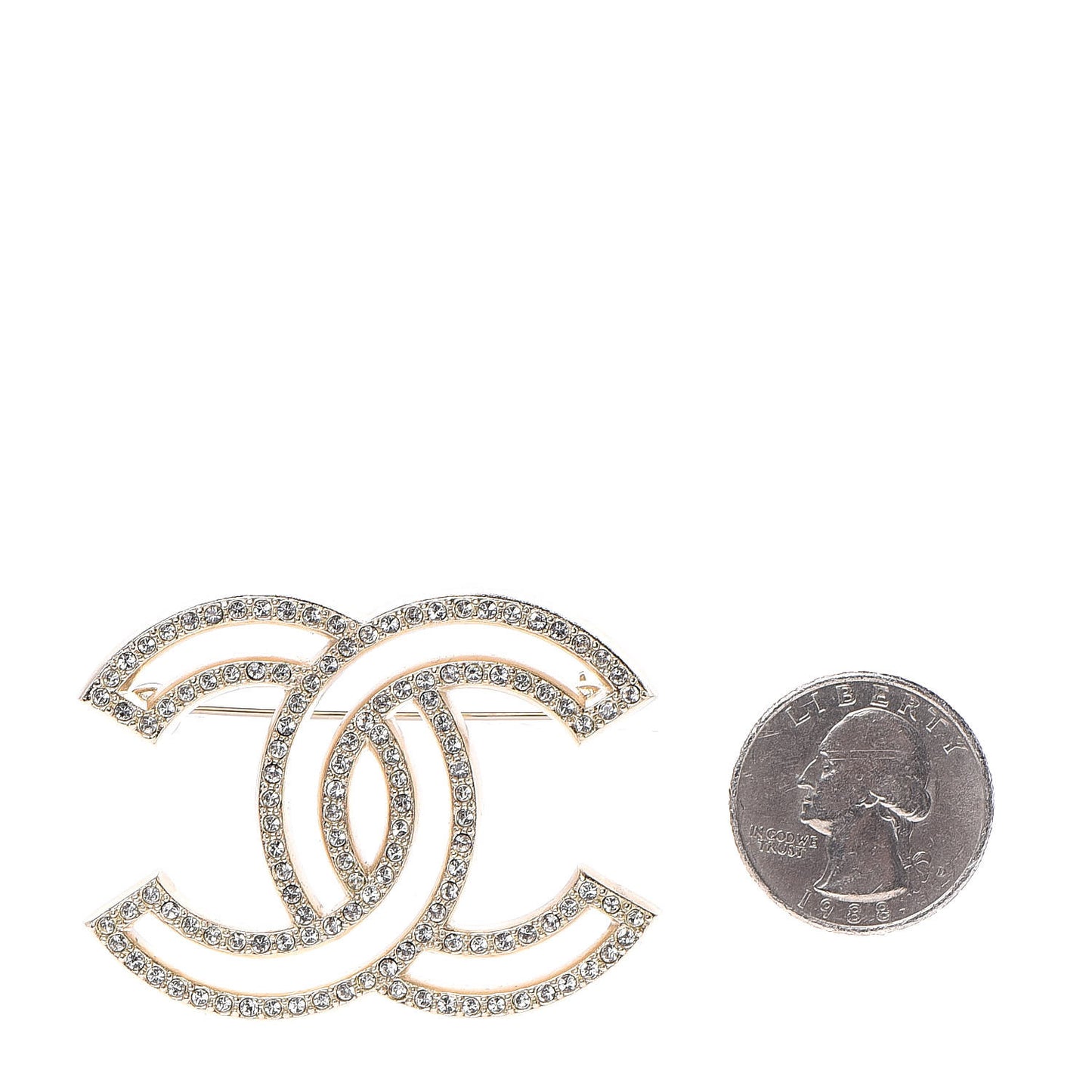Crystal CC Brooch Light Gold