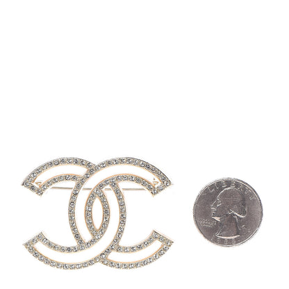Chanel Crystal CC Brooch Light Gold 3 of 6